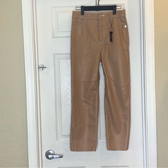 Express Straight Super High Rise Pants Size 2 Tan Color - Picture 3 of 12